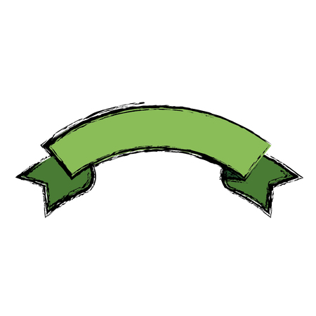 green ribbon banner decoration celebration icon vector illustrationのイラスト素材