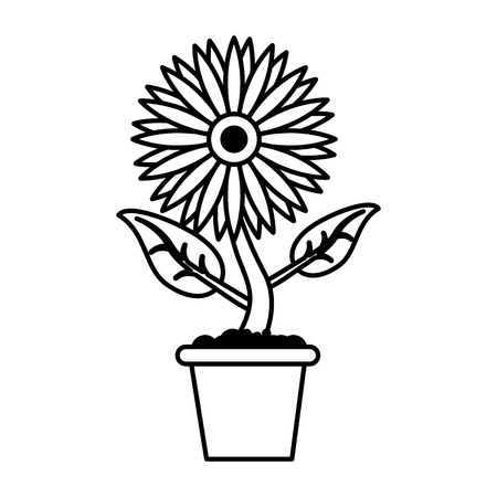 flower in pot  icon image vector illustration design  black lineのイラスト素材