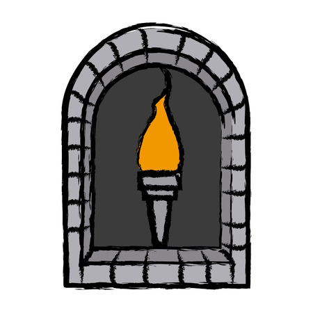 cartoon torch with frame brick decoration vector illustrationのイラスト素材