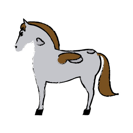 horse mammal farm domestic animal icon vector illustrationのイラスト素材