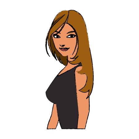 portrait character woman business worker vector illustrationのイラスト素材