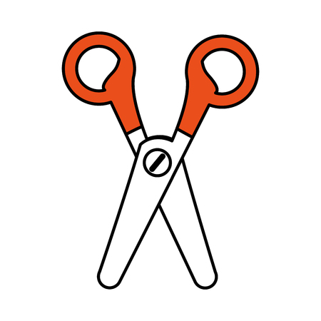 Flat line orange scissors over white background vector illustrationのイラスト素材