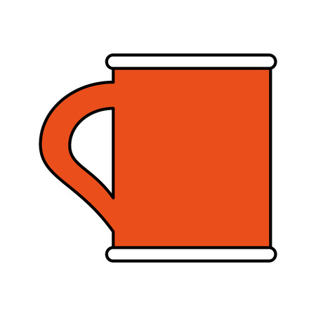 Flat line orange mug over white background vector illustrationのイラスト素材