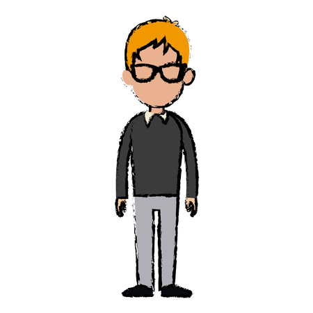 standing man character people casual clothes vector illustrationのイラスト素材