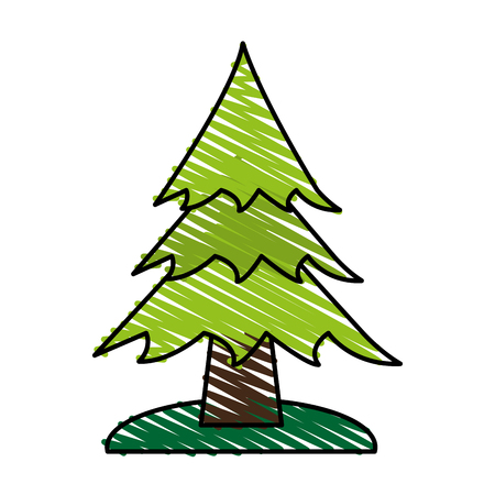 pine tree doodle over white background vector illustrationのイラスト素材