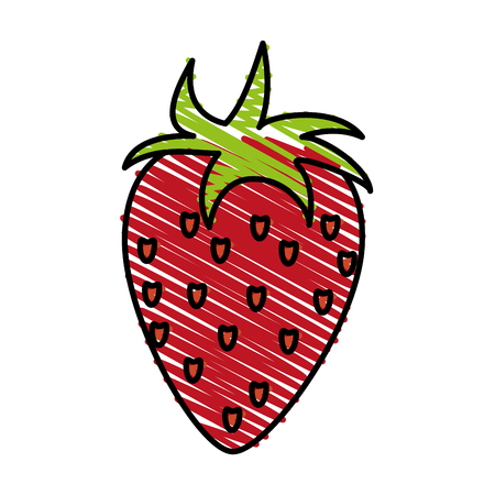 strawberry doodle over white background vector illustrationのイラスト素材