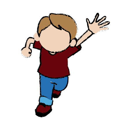 cute boy character comic young happy icon vector illustrationのイラスト素材