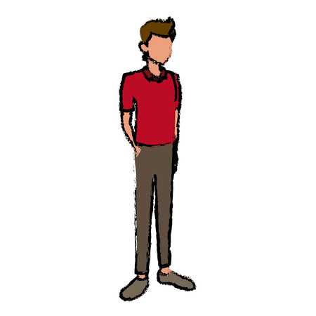 young guy standing avatar people default character vector illustrationのイラスト素材