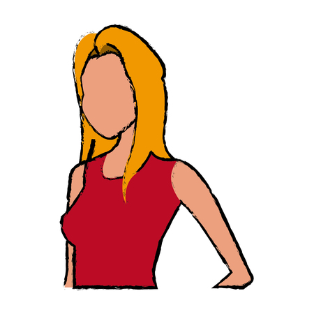 portrait woman young character people vector illustrationのイラスト素材