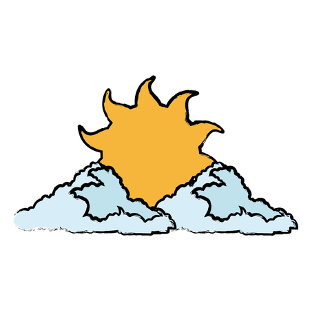 sun and cloud cartoon weather drawn vector illustrationのイラスト素材