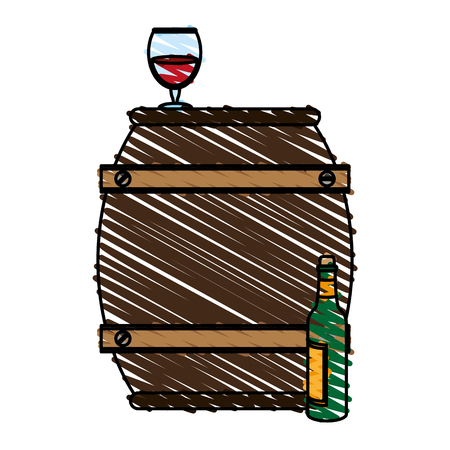 Barrel beverage dispenser doodle vector illustration design graphicのイラスト素材