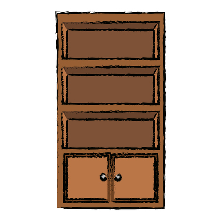 cabinet shelf furniture wooden office empty vector illustrationのイラスト素材