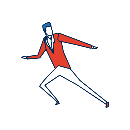 business man character person in blue and orange avatar vector illustrationのイラスト素材