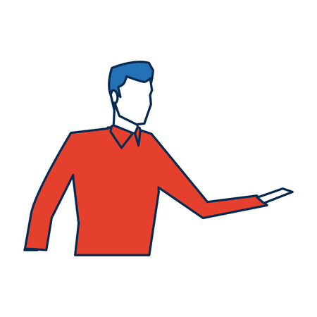 business man character person in blue and orange avatar vector illustrationのイラスト素材