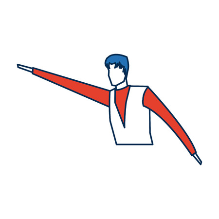 business man character person in blue and orange avatar vector illustrationのイラスト素材