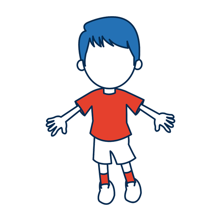 boy cartoon student in blue and orange avatar vector illustrationのイラスト素材