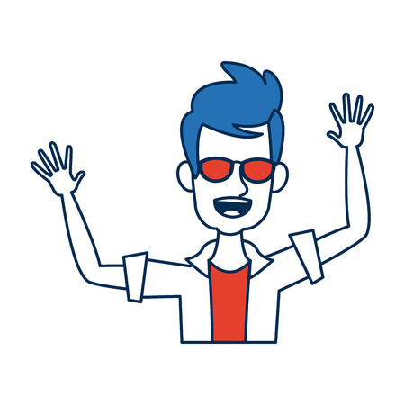 cheerful guy tourist vacation people vector illustrationのイラスト素材