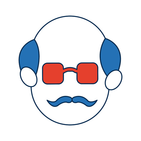 avatar man face wear orange glasses cartoon vector illustrationのイラスト素材