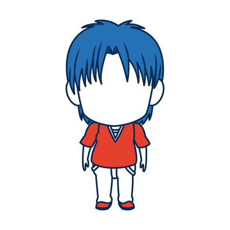 boy anime male manga cartoon comic blue hair vector illustrationのイラスト素材