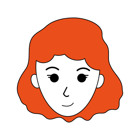 Flat line woman head with hairstyle design over white backgroundのイラスト素材