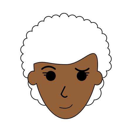 Flat line woman head over white background vector illustrationのイラスト素材