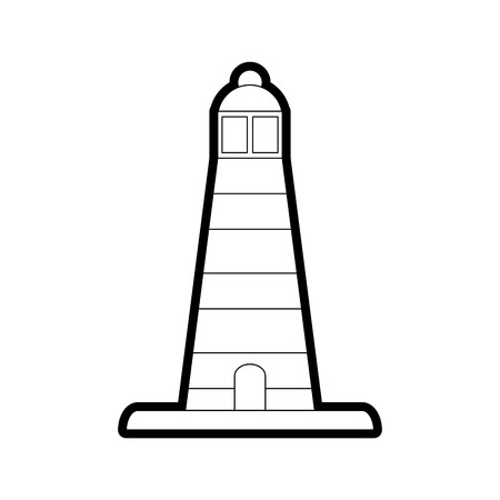 Flat line uncolored light house over white background vector illustrationのイラスト素材