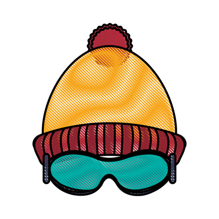 Beanie hat and glasses over white background vector illustrationのイラスト素材