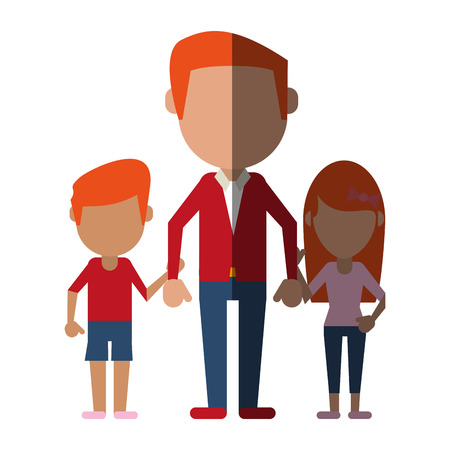Single father with child avatars of family members icon image vector illustration designのイラスト素材