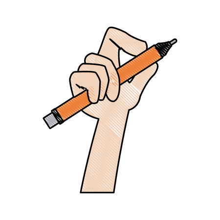 hand designer holding pencil tool writing vector illustrationのイラスト素材