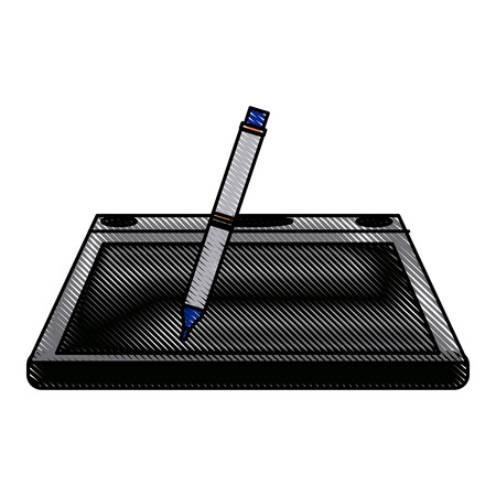tablet digital pen graphic design equipment vector illustrationのイラスト素材