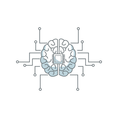 printed circuit board human brain center of computer system vector illustrationのイラスト素材