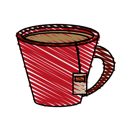 Colorful tea cup doodle over white background vector illustrationのイラスト素材