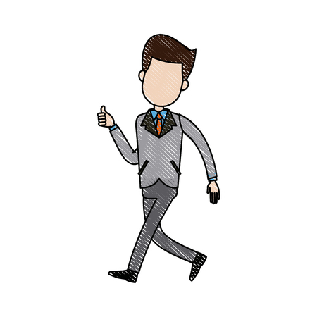 Businessman character standing in suit, clothes vector illustrationのイラスト素材