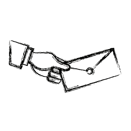 hand holding envelope mail postal icon vector illustrationのイラスト素材