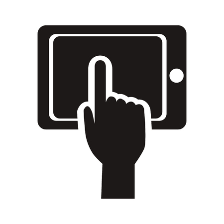 hand touch smartphone technology app vector illustrationのイラスト素材