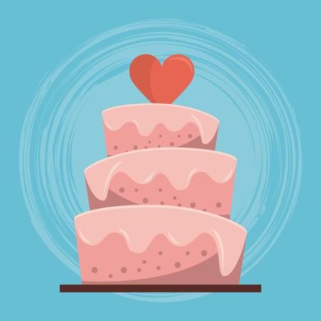 colorful background of wedding cake with heart on top vector illustrationのイラスト素材