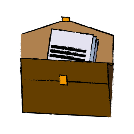 brown portfolio folder document paper office supplies elements vector illustrationのイラスト素材