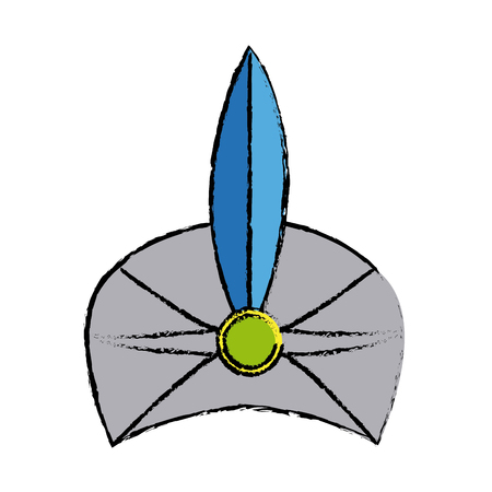 turban of wise king with feather and jewel vector illustrationのイラスト素材