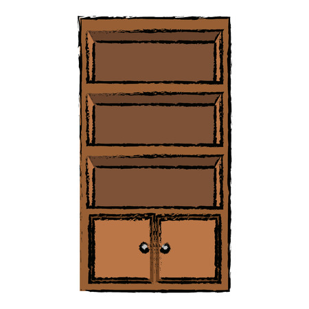 cabinet shelf furniture wooden office empty vector illustrationのイラスト素材