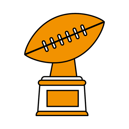 Flat line american football trophy with hint of color over white backgroundのイラスト素材