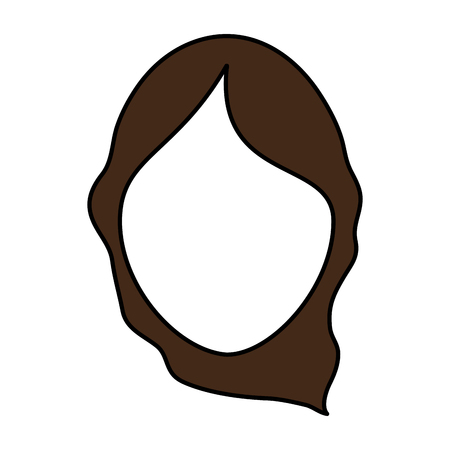 Flat line woman face with hairstyle over white backgroundのイラスト素材