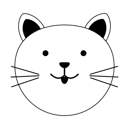 cat cartoon pet animal icon image vector illustration design  black lineのイラスト素材