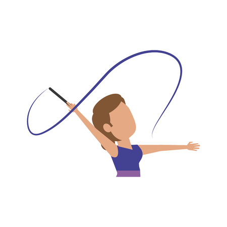 rythmic gymnast with ribbon athlete sport avatar icon image vector illustration designのイラスト素材