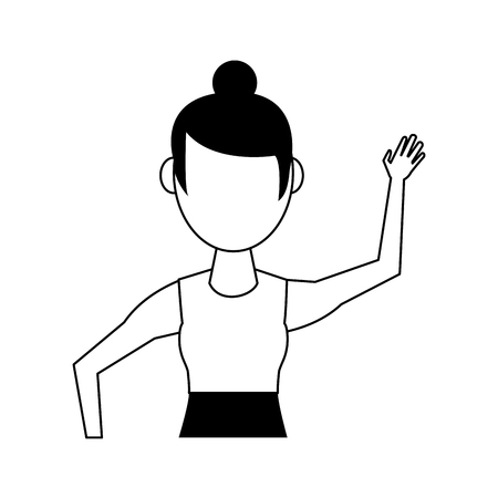 woman in sports outfit fitness avatar icon image vector illustration design  black and whiteのイラスト素材