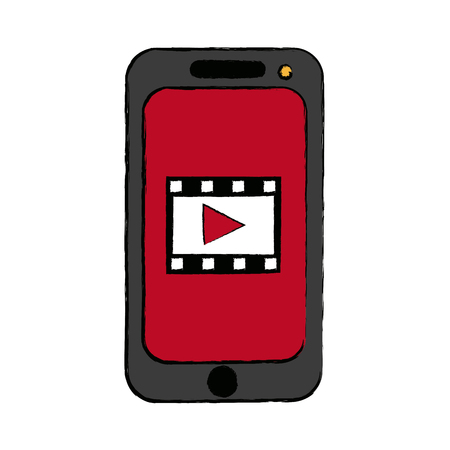 Smartphone video play button app mobile illustrationのイラスト素材