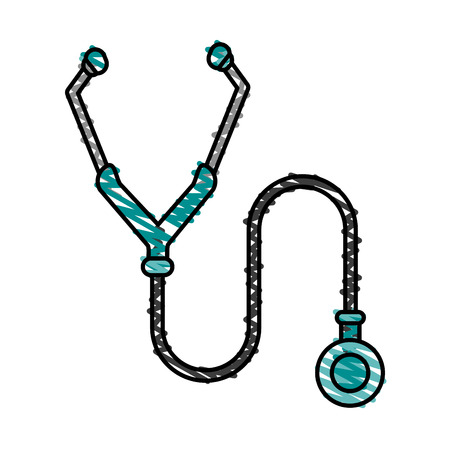 Colorful stethoscope doodle over white background vector illustrationのイラスト素材