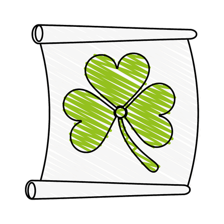 Paper with clover doodle over white background vector illustrationのイラスト素材