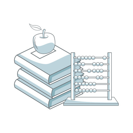 Back to school books, apple, abacus, elements vector illustrationのイラスト素材