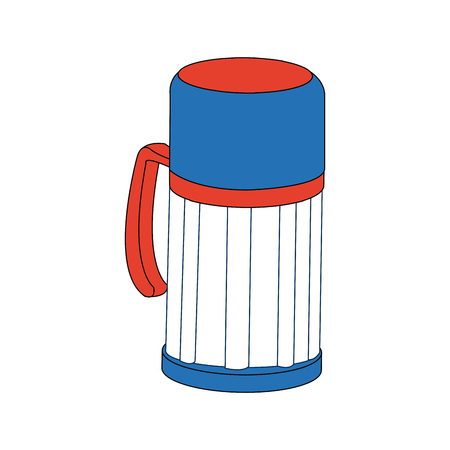 thermo flask bottle beverage handle object vector illustrationのイラスト素材