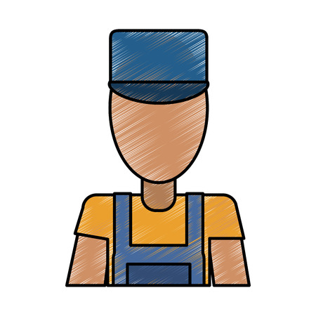 Farmer man avatar doodle over white background vector illustrationのイラスト素材